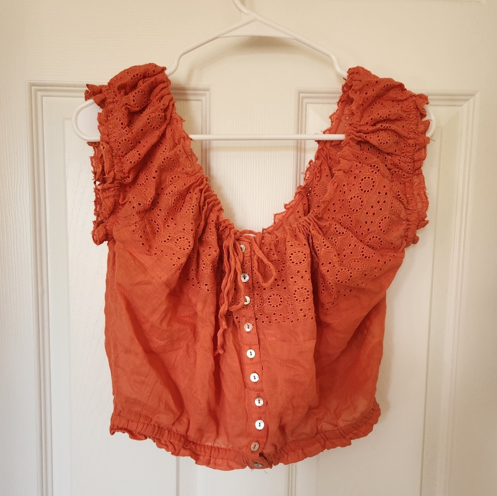 Free People crop orange summer cotton top